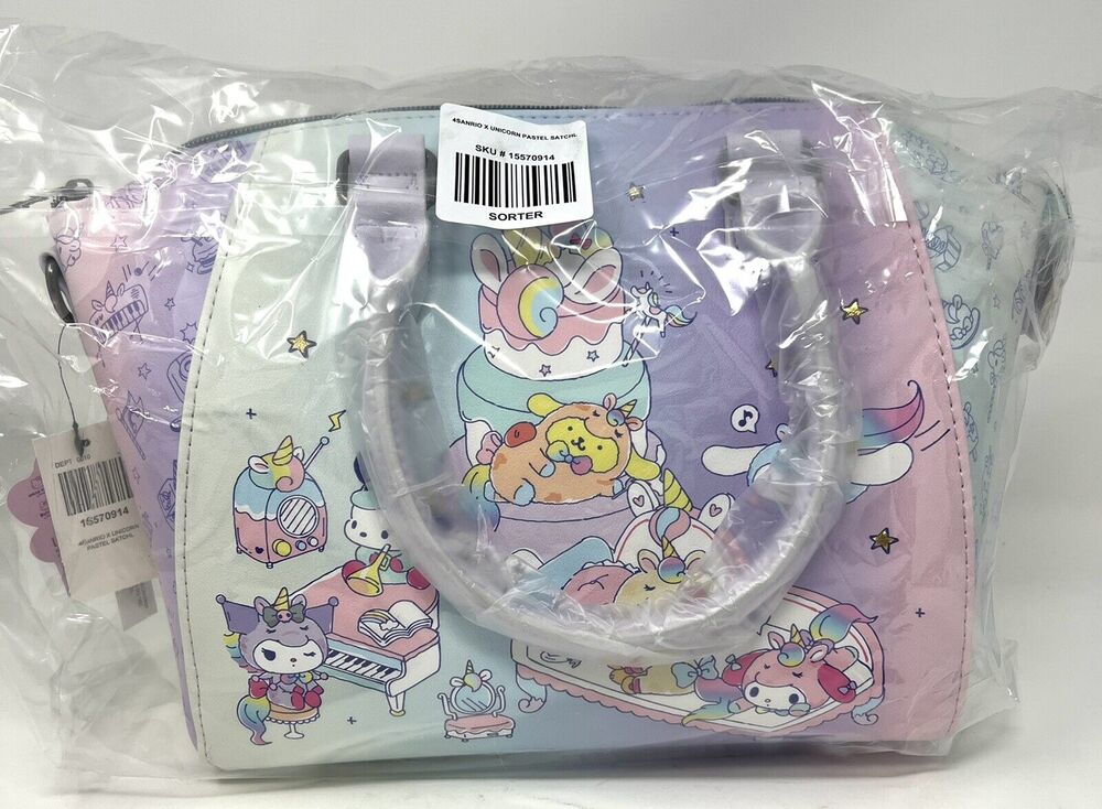 Loungefly Hello Kitty & Friends Pastel Rainbow Ombre Satchel Purse Crossbody Bag